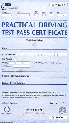 test pass certificate
